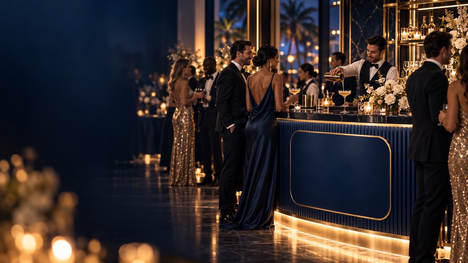 Champagne bar prepared for an elegant gala